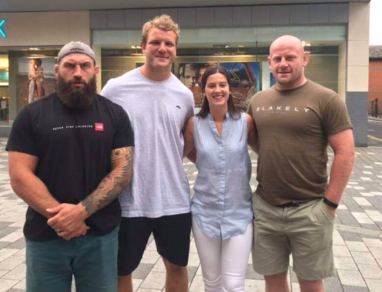 JadeHaase's tweet photo. Feel bad for interrupting them, but I choked on my wine when I saw @dancole21 walk past😍. Waited 6hours at Twickenham France 6nations game to get my shirt signed - nothing, but sitting having dinner for them- got a photo! So much respect! Launchbury &amp; farrell joint 2nd though😉! https://t.co/tNeNsDqzyT