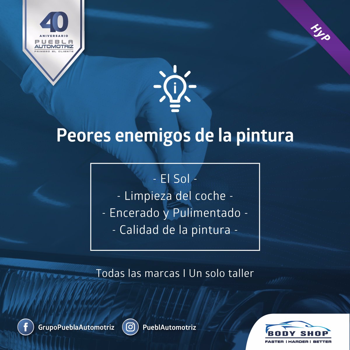 PueblAutomotriz's tweet photo. En Puebla Automotriz cuidamos de ti y de tu coche.🚗
Te dejamos aquí los principales factores que afectan al barniz de tu automóvil, para que prestes especial atención ⚠️
Conoce todas nuestras promociones, escríbenos por DM📩 https://t.co/39AaHEZtCE