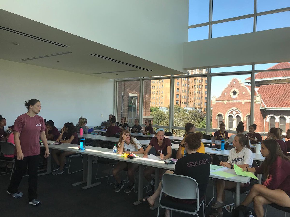 RamblersWSOC's tweet photo. Thank you Lauren Schwer (associate director of campus ministry) for helping us create our team goals and aspirations for this season! #OnwardLU https://t.co/55xPhjQlA9