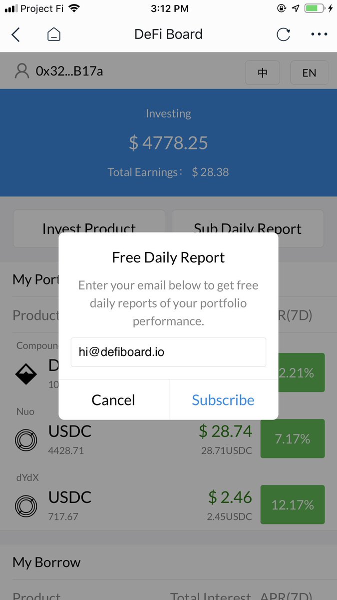 defiboard's tweet photo. Even better! You can monitor multiple #DeFi portfolios with a single email, by using that email to subscribe to the daily report when switching between wallet addresses on https://t.co/jgbSox5CvX /4 https://t.co/WzkwWVZNaP