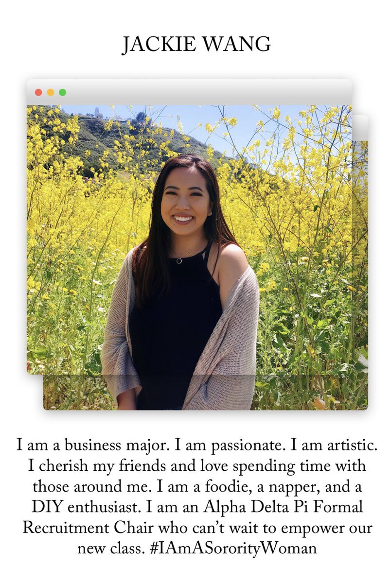 As a part of Delta Gamma’s #IAmASororityWoman challenge, sister Jackie has shown us what makes her unique! 😋☀️ <a href="/deltagamma/">Delta Gamma Fraternity</a>