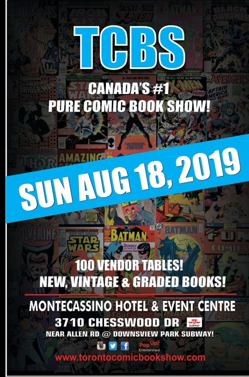 tocomicshow's tweet image. 10 days to go!! TCBS - the #1 pure comic book show in Canada! torontocomicbookshow.com #comics #comicbooks #collect #tcbs #movies #spiderman #batman #Netflix #Toronto #Mississauga #Oakville #Hamilton #Barrie #Niagara #Oshawa #Whitby