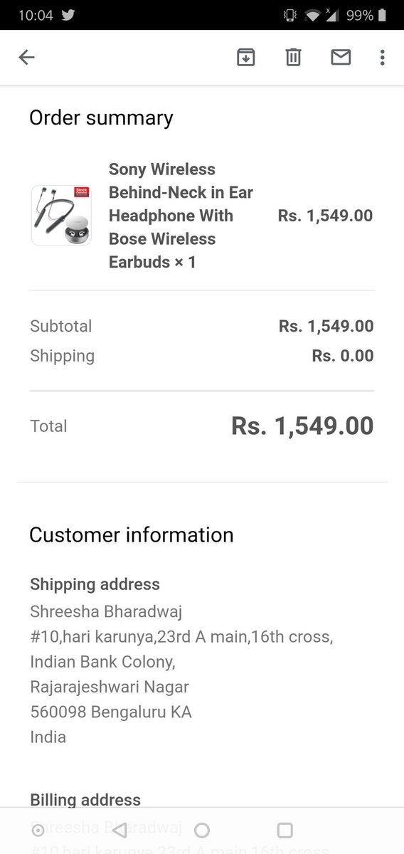 shreeshahs's tweet photo. Recently ordered Bluetooth earphones from #openwireless website. Product got delivered but all together a different one. Trying to reach them no response only all the mail id and no.s are fake. Kindly look into it before buying.#facebookadds #instagramadds #fake #earphones https://t.co/dbZKH7xmGC