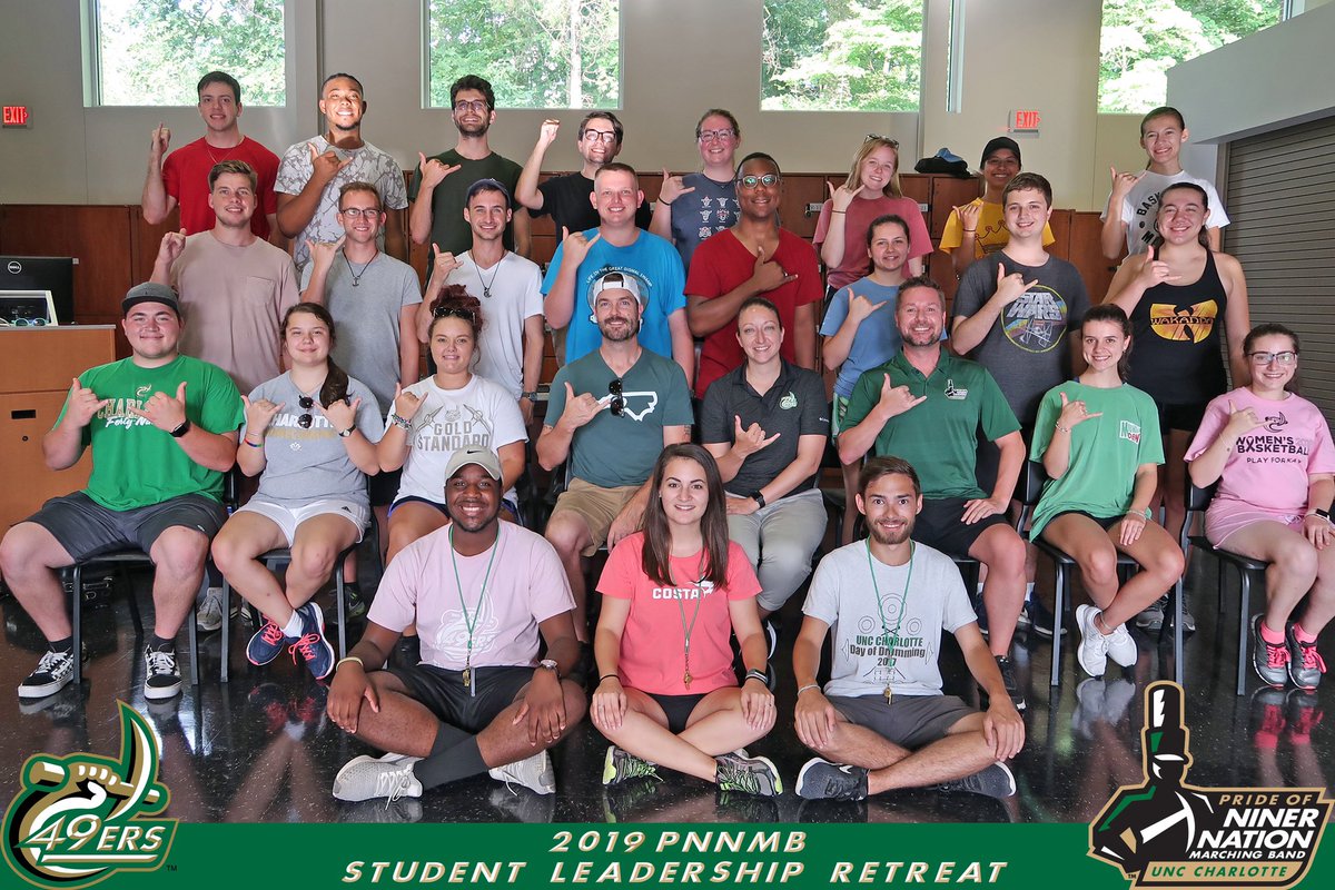 PNNMB's tweet photo. This week’s "Student Leadership Retreat" focused on team building, servant leadership and preparation for Preseason Band Camp. 
GO NINERS!!! ⛏️🤙

#PNNMB #ExperiencePRIDE #UNCC #MarchingBand https://t.co/BIXDncMjCO