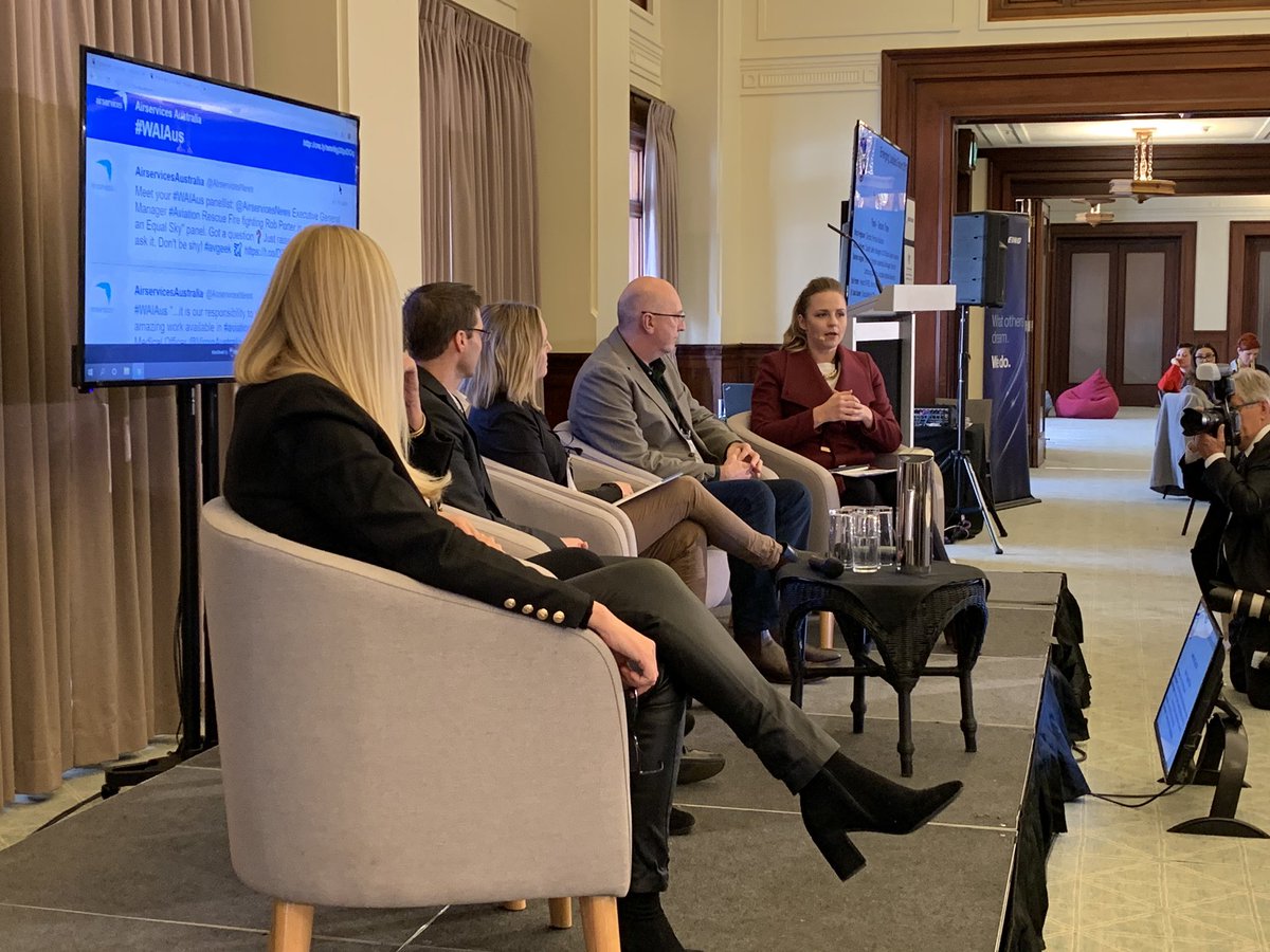 AirservicesNews's tweet photo. So many smart, witty, insightful comments from the panel about how women can embody powerful leadership in the workplace. #WAIAus #womeninaviation #stem #aviation ✈️ https://t.co/JnNYeHK6Kz