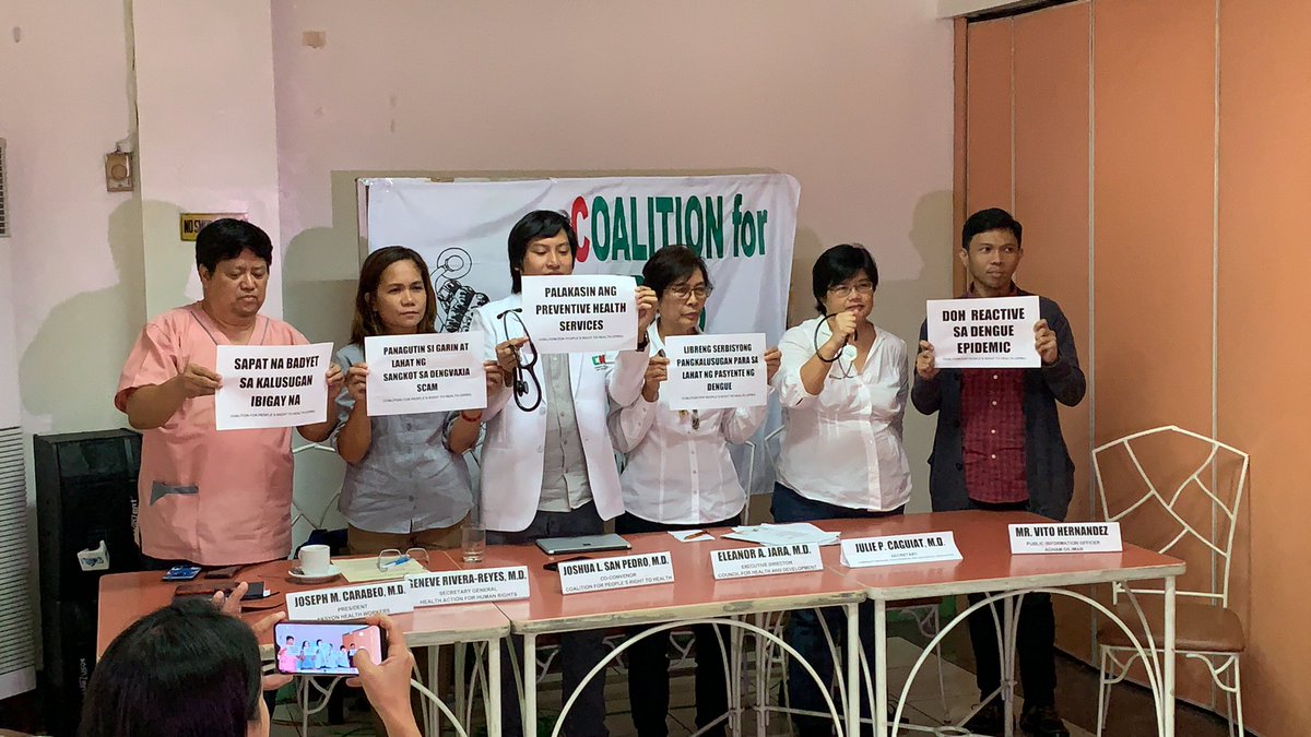 joycebalancio's tweet photo. Coalition for People’s Right to Health at iba pang health groups, nagpahayag ng pagtutol sa paggamit muli ng Dengvaxia para sa dumaraming kaso ng dengue @DZMMTeleRadyo https://t.co/HJPpj66dXb