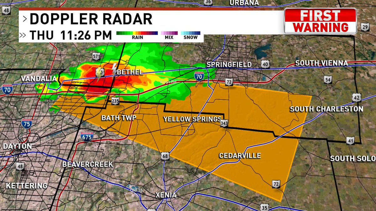 Severe Thunderstorm Warnng for Montgomery, Clark, and Greene Counties until midnight.