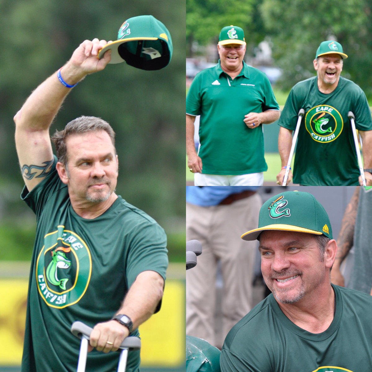 Captain Cantrell throws out first pitch at Cape Catfish Game! #capecatfish #cantrellsback