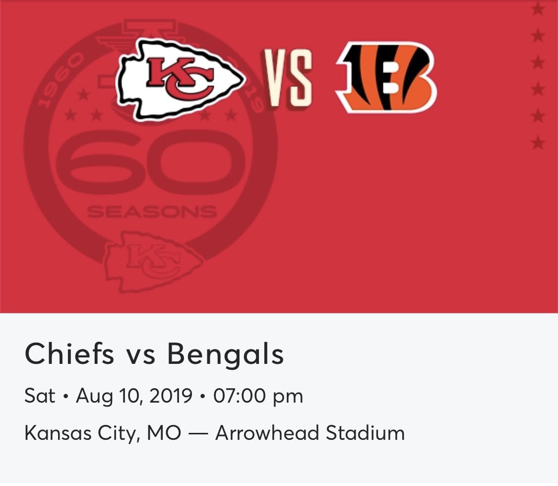 ArrowheadLive's tweet photo. We have 6 tickets to the preseason game this Saturday, 4 of them courtesy of @Schlatter_10 &amp; @rock3036! We will select 3 winners(2 tickets each) tomorrow at 7pm!

We don’t want to give them away to people who won’t go so if you will go RETWEET this and FOLLOW us! #ChiefsKingdom https://t.co/MxYDEPzhnf