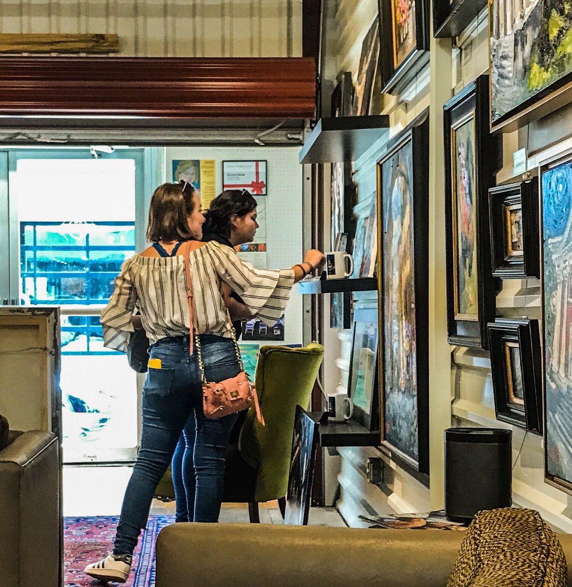 Today in the gallery. I meet the most wonderful people everyday. Art brings people together. #yourlifeisart