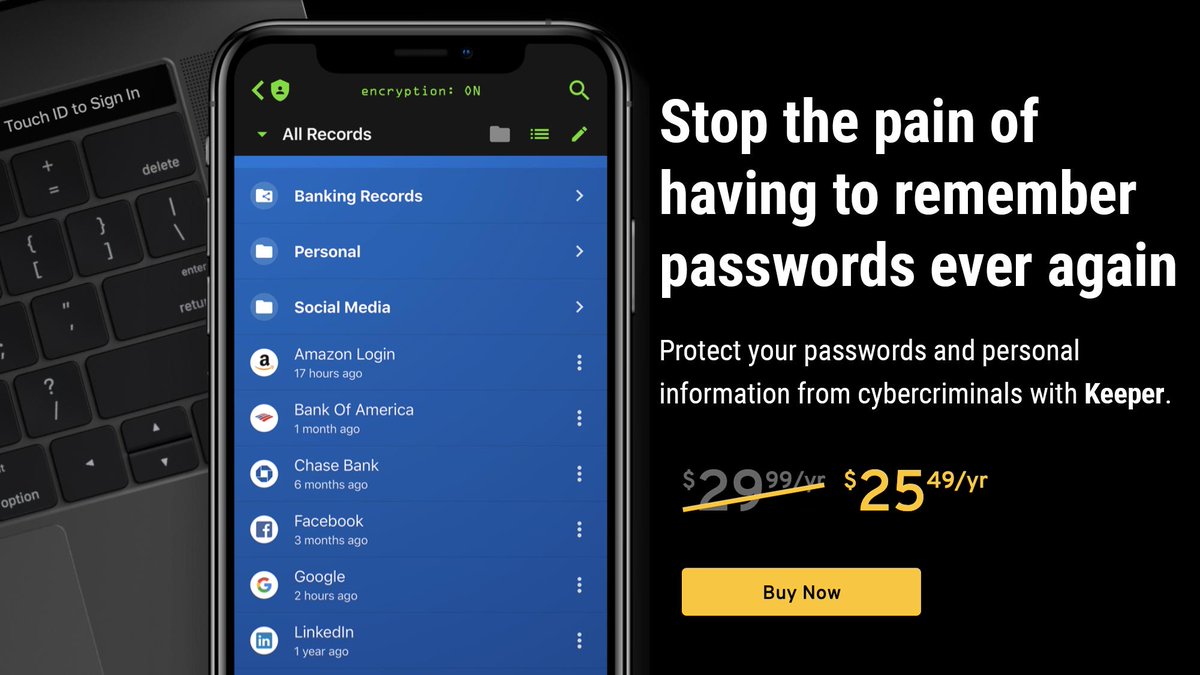 BigTechTheory's tweet photo. Having to remember too many passwords 😩? Try Keeper Password Manager 🔐. 15% off for a limited time.
Buy now: ➡️ https://t.co/dnEm4UfnXn
⠀
#Password #PasswordManager #PasswordProtection #PasswordManagement #PasswordSecurity #CyberSecurity #Keeper #KeeperDeal #KeeperPromo https://t.co/3dTjt7m0aP