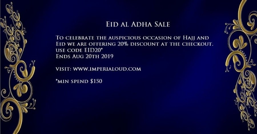 ImperialOud's tweet photo. ImperialOud - Eid-Al-Adha Sale
use code EID20 for 20% off at the checkout- https://t.co/XYUjsdmibY

#ImperialOud #EidAlAdha #Eid #EidMubarak #EidulAzha2019 #EidAlAdha2019 #agarwood #oud #oudh #Hajj #Hajj2019 #vip #VIPS #UAE #gaharu #PremierLeague #TransferDeadLineDay #football https://t.co/nSl1TQyZw5