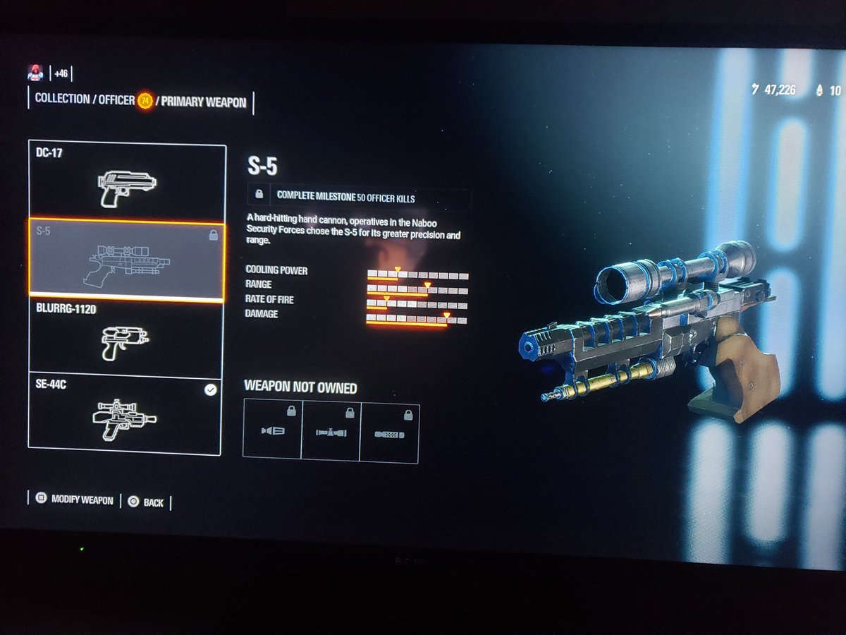 BrandonEngel11's tweet photo. @BenWalke Hey ben, do u think there is any possible way that u can fix this? I have all of the guns for the troopers completed except for the BLURRG-1120. I dont have it finished because of a glitch. It is annoying me that I have 400 officer kills and this specific gun needs 50 https://t.co/IqTZnJckly