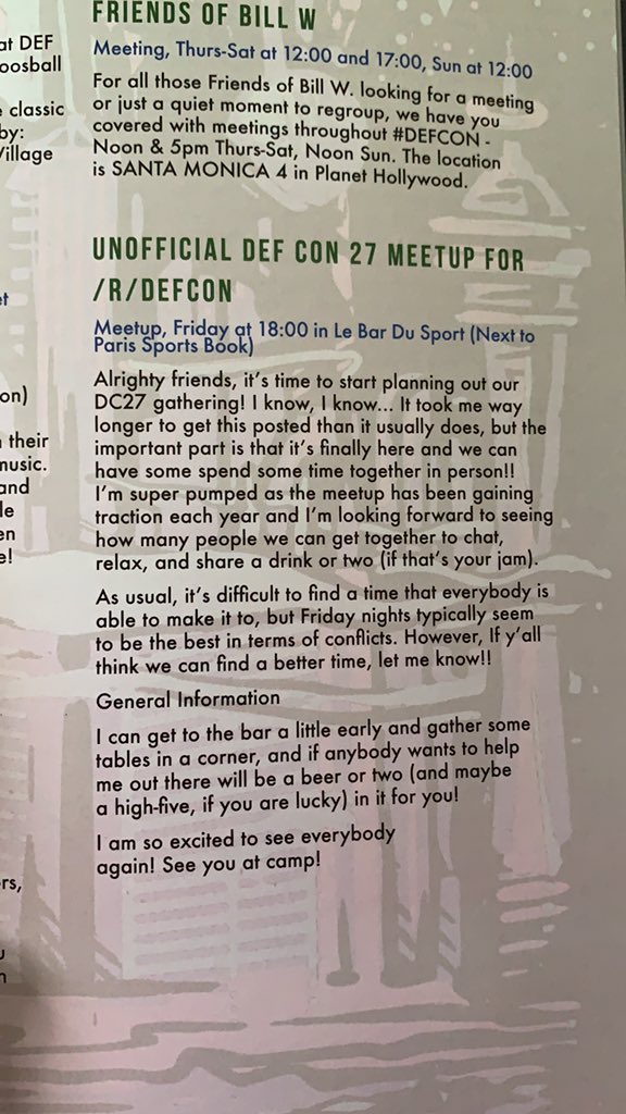 I feel so famous!! The thing I wrote up for the meetup is in the official <a href="/DEFCON/">DEF CON</a> program!!
