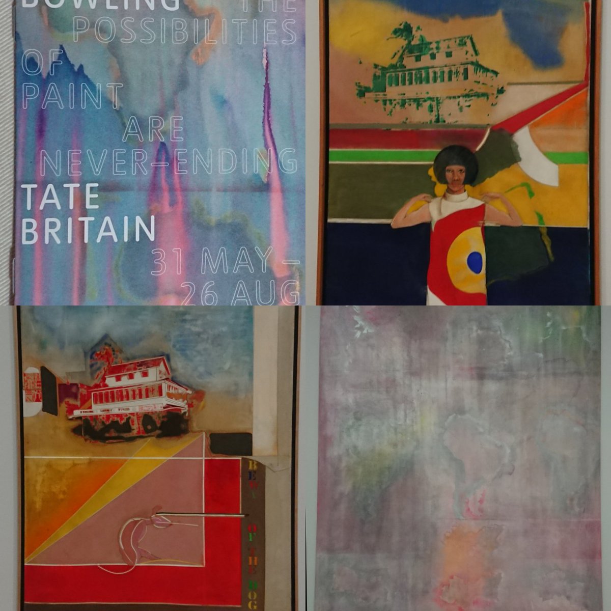 Next up today, meet-up with the estimable @4ndrewJames to see retrospective at @Tate of #FrankBowling, Guyana-born, moved here at 19, contemporary of Hockney & Kitaj at the RCA, 85 & still painting.His Guyanan roots shine through, various different phases, most impressed.