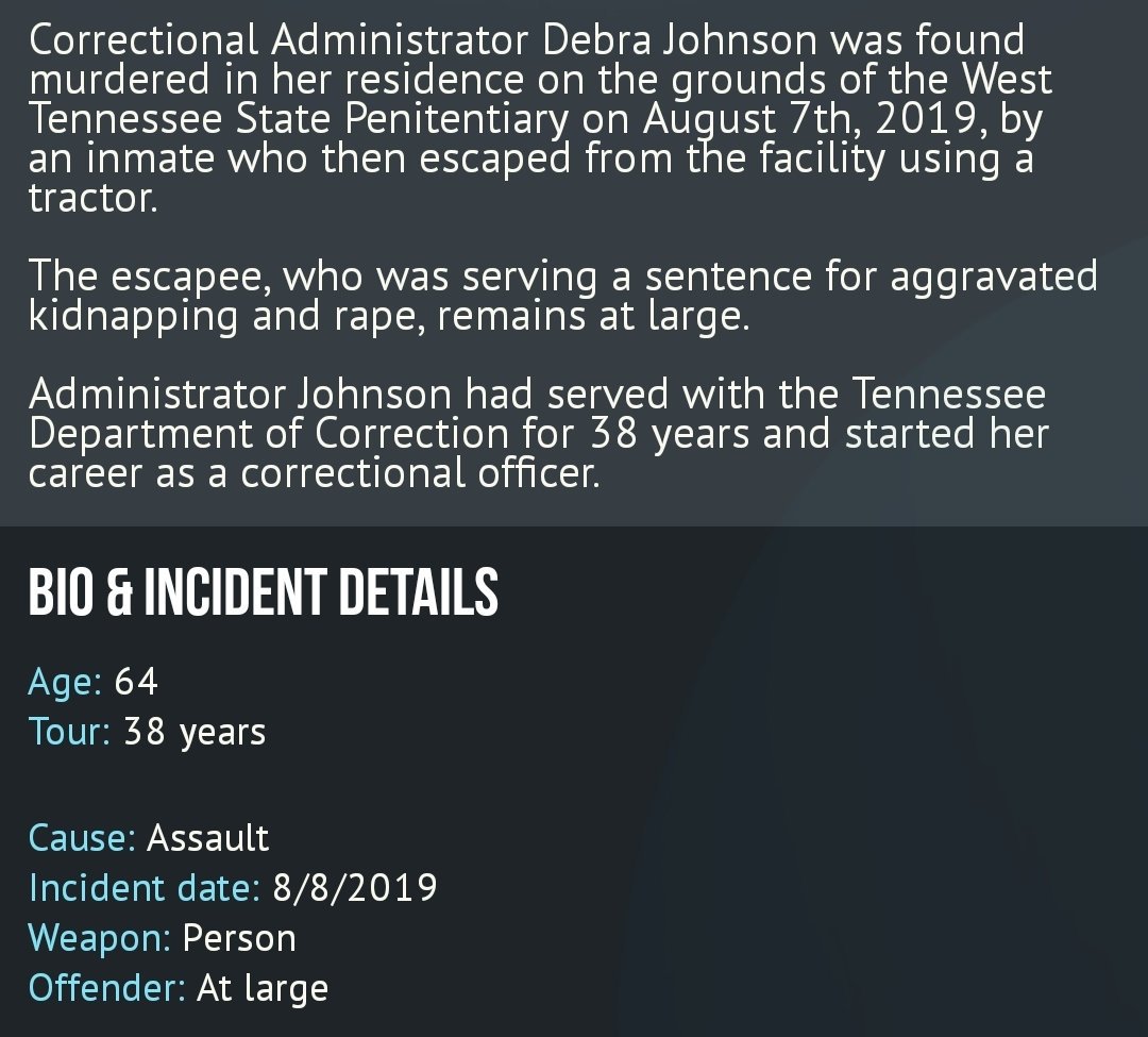 ChicagoPD19's tweet photo. My condolences to the family and friends of Correctional Administrators #DebraJohnson #EOW 08Aug2019

#FallenHero #NeverForgotten #BlueLivesMatter #AllLivesMatter #AllGaveSomeAndSomeGaveAll #ServeAndProtect #StopKillingUs #EnoughIsEnough https://t.co/q9o41IE1zE