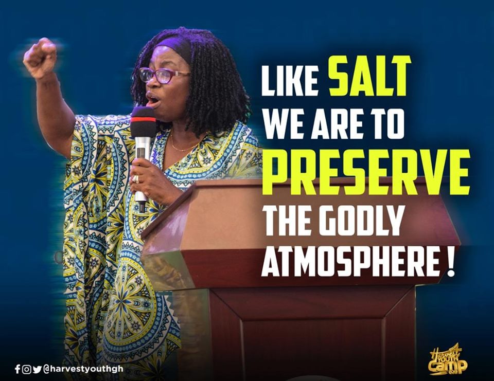 HCIPraiseTemple's tweet photo. Like salt, we are to preserve the Godly atmosphere wherever we go. Lady Rev. Betty Donkor
#WISDOMFORIMPACT 
#HYC19
#harvestyouthcamp
#IMPACT https://t.co/TDo0NvBS4u
