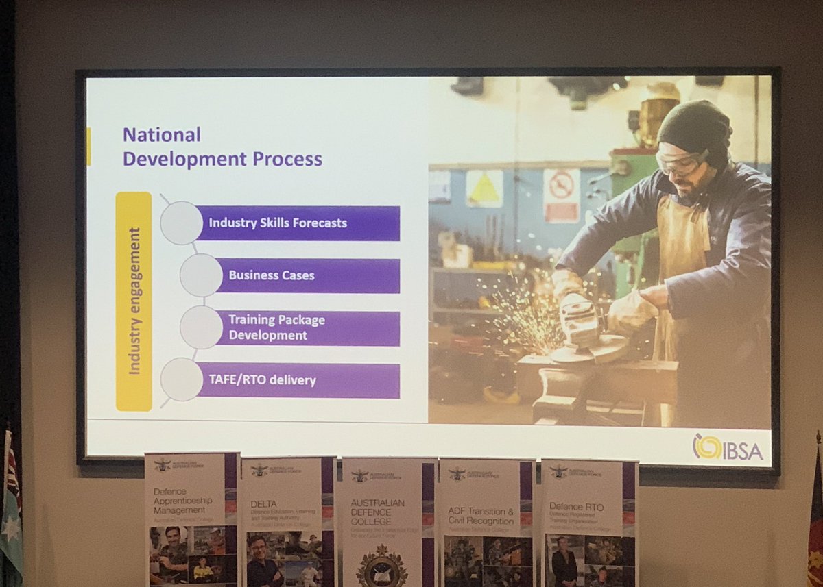malcolm_conway's tweet photo. Defence Vocational Education and Training Forum: IBSA presentation highlighting the national development process and the focus on deep industry engagement and research in the development of #vocational 
#education &amp; #training 

https://t.co/S3TyuDttvx https://t.co/1yWSSFpv02