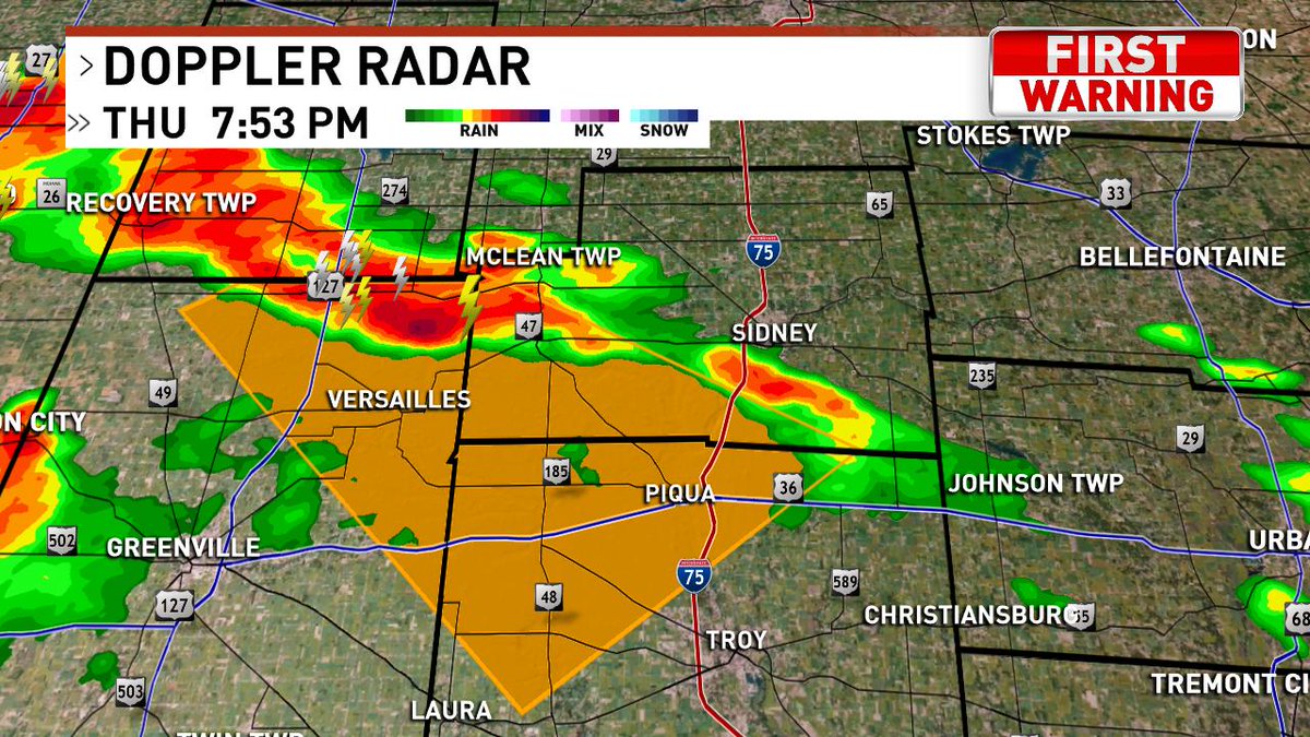 Severe Thunderstorm Warning for Darke, Shelby, and Miami Counties until 8:30.  Bith wind and hail will be threats with this storm.