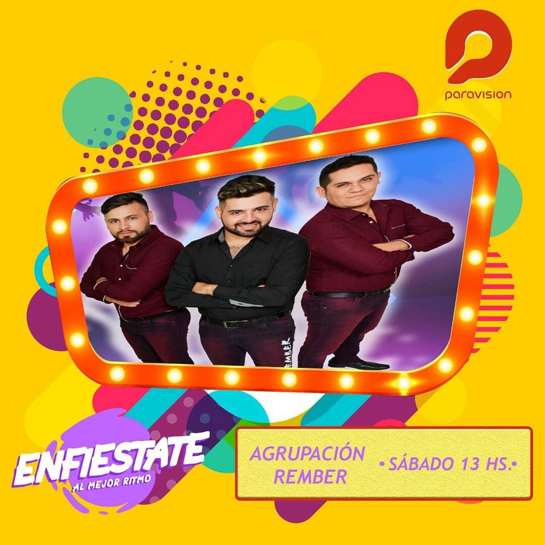 Enfiestatepy's tweet photo. 💥 Sábado cargado ☝🎉

Al mejor ritmo con estos grupos musicales EN VIVO ♫😗

✅ 13:00HS 
✅ Canal 5 - Paravisión 
✅ Cita asegurada 
✅Diversión + Diversión + Diversión
✅Imposible perderse 👌😏
#Enfiestate🎉 https://t.co/9670KDugB5