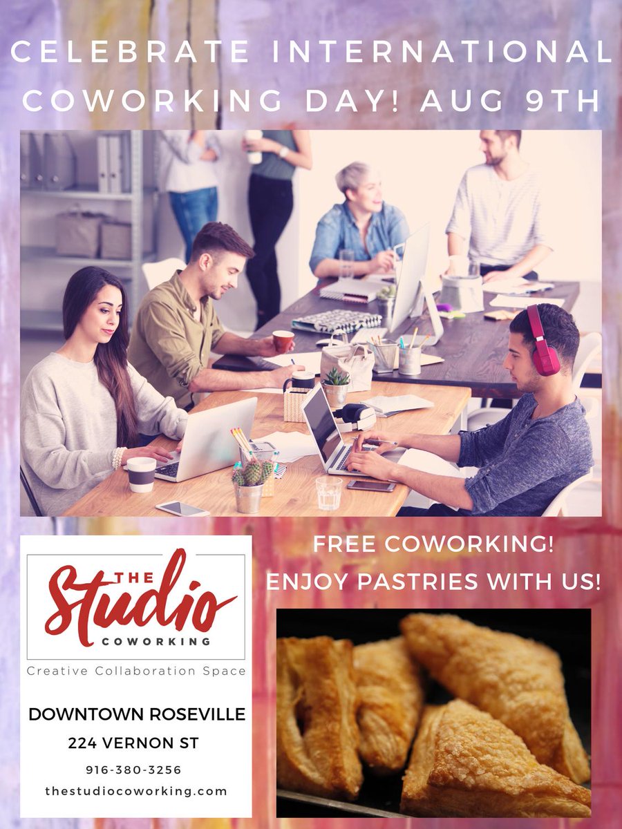 studiowrkspaces's tweet photo. Come Celebrate International Coworking Day Aug 9th! Free Coworking at The Studio Coworking in Downtown Roseville.

Make sure to download our app! https://t.co/x3491u9zwn https://t.co/gakRjtCjAD