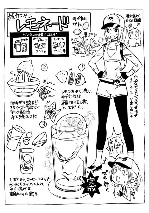 前に描いたただ絞るだけレモネードのペーパー
絞るだけでも市販のものより効く気がするぞ!
苦痛に耐えられぬ時のむがいいぞ! 