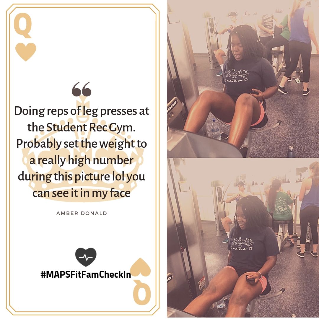 UFMAPS's tweet photo. We’re back with another #MAPSFitFamCheckIn e-board highlight! 💪🏾This week, we’re here to highlight our President, Amber Donald! Have you all been staying hydrated? The heat has not been merciful this summer. 😣 Stay tuned for our final highlight next week! #UF23 #UF22 #UF21 #UF20 https://t.co/FSCMY64L32