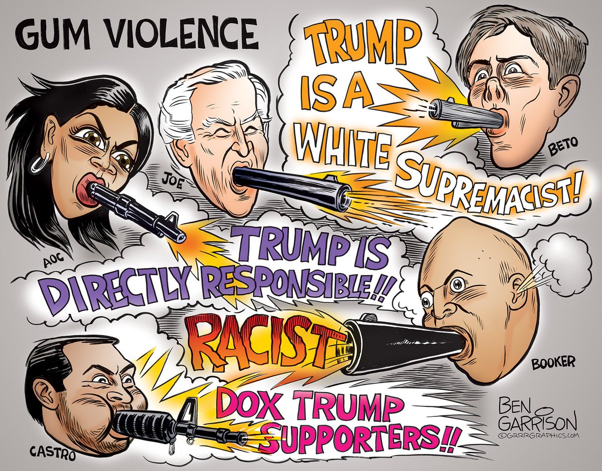 Democrats incite #ViolenceInAmerica through their divisive rhetoric. 
It all started with the #basketofdeplorables & has kept on going. 
The more they realize they are losing to TRUMP the more VILE their rhetoric is becoming. 
THIS IS VERY DANGEROUS. 

Art by @GrrrGraphics