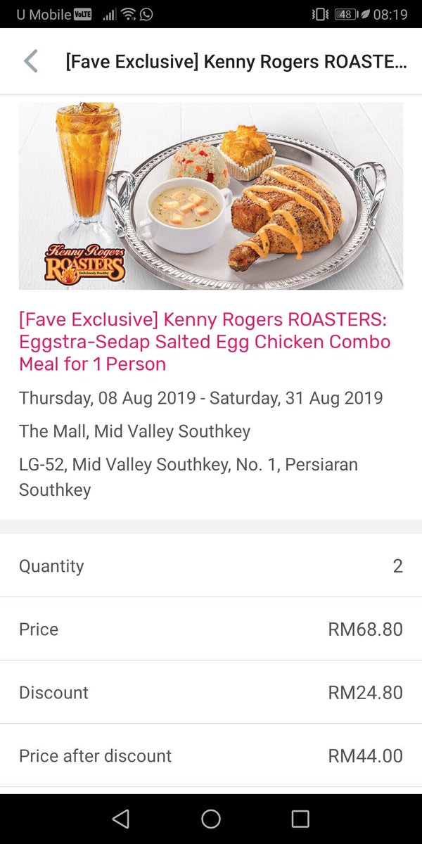 joluana1's tweet photo. @Fave_Malaysia Hi, why you cheat customers? In your apps KRR eggstra-sedap salted egg chicken meal COMBO before discount is priced at RM34.40. At @KRRMalaysia website, it is only RM27.90! even though I got some discount, this act of giving false information is not tolerable! https://t.co/KVnc6LsJUW