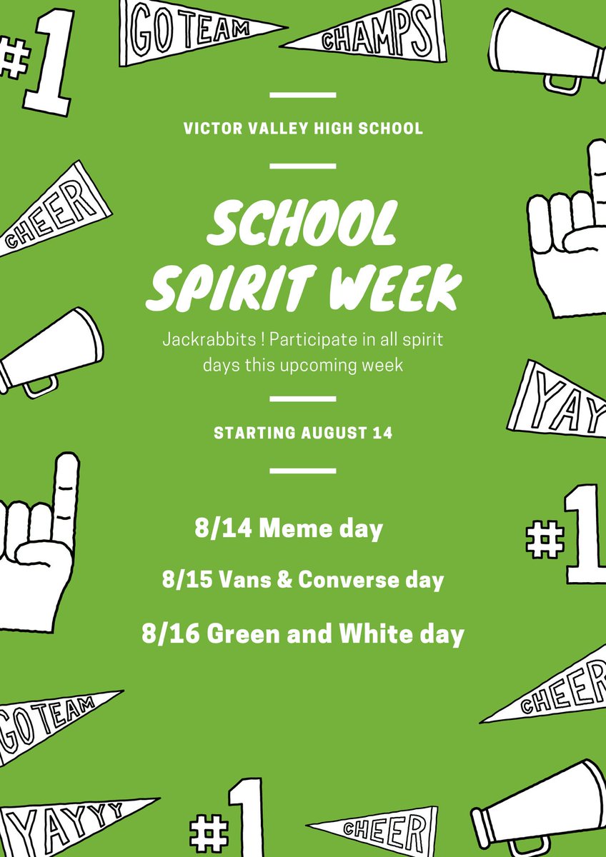 vvhsasb's tweet photo. Next week ! We will be having spirit week💚🐰 https://t.co/12e8n7GrGQ