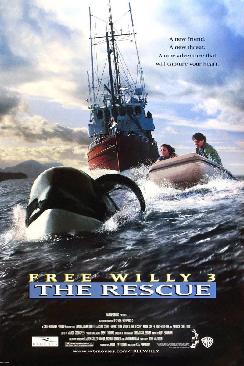 FilmNewsNos's tweet photo. 🎬MOVIE HISTORY: 22 years ago today, August 8, 1997, the movie ‘Free Willy 3: The Rescue’ opened in theaters!
#JasonRichter #AugustSchellenberg #AnnieCorley #VincentBerry #PatrickKilpatrick #TashaSimms #PeterLaCroix #IanTracey #MatthewWalker #RogerRCross #RomanDanylo #FreeWilly https://t.co/wuPijAy8O6
