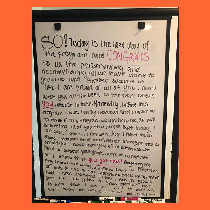 CollegeReentry's tweet photo. This is why we do what we do. One of our students left this heartwarming message on the last day of the semester. It motivates us to keep expanding our reach in the hopes of helping more students who are struggling with their mental health while in college. 😌
#mentalhealth https://t.co/DDVvF6PoDX