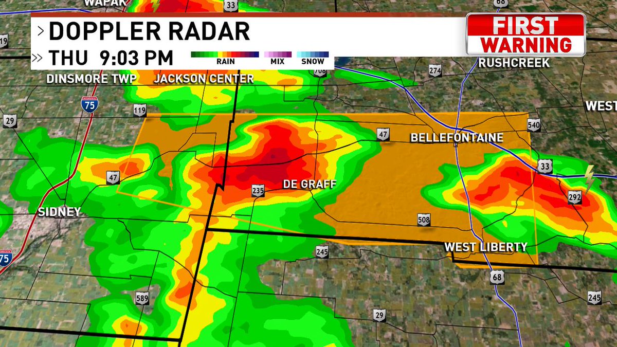 Severe Thunderstorm Warning for eastern Shelby and Logan Counties until 9:30.