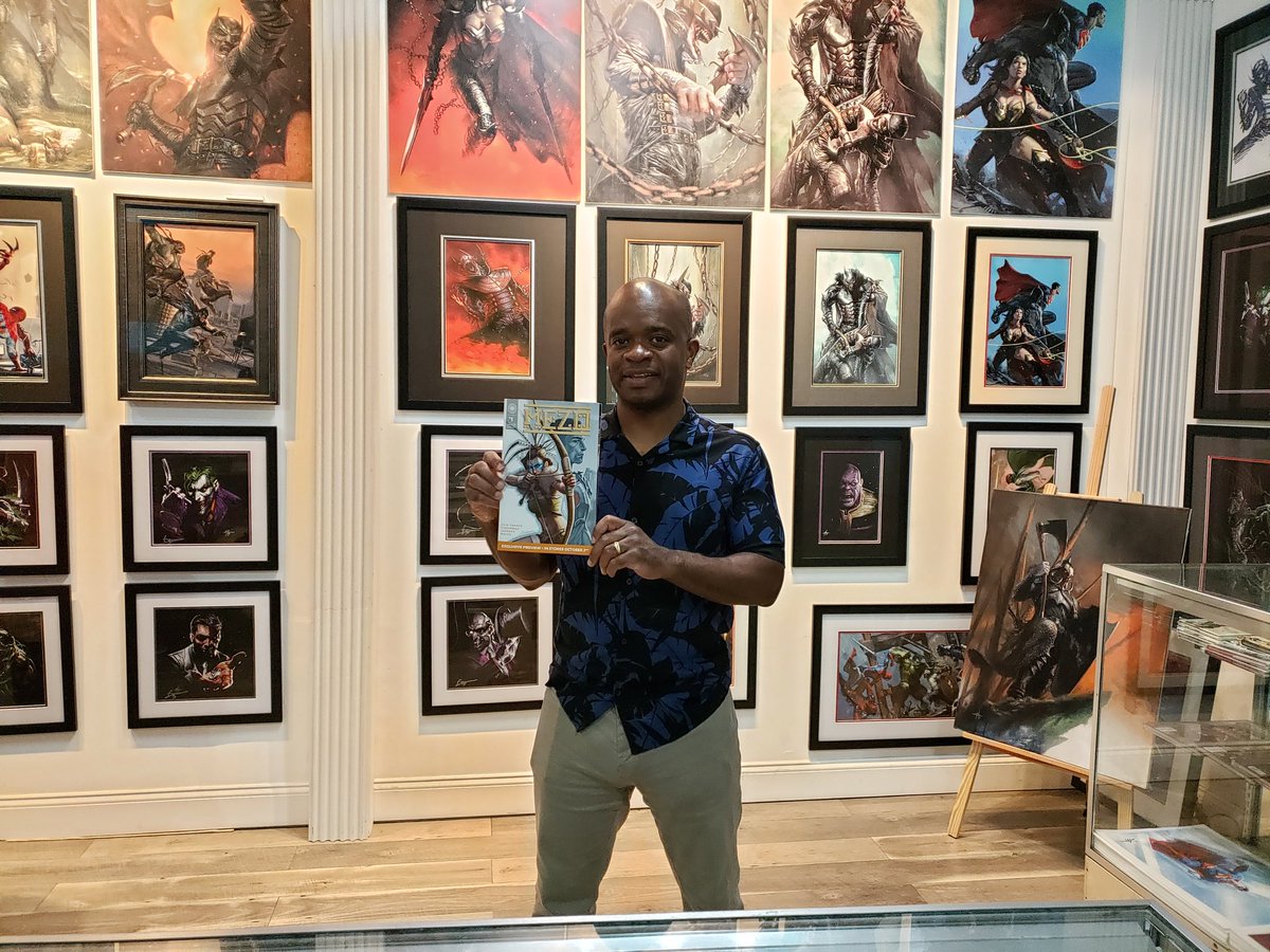 Mrbulletproof1's tweet photo. Great editor extraordinaire of @AWaveBlueWorld @JosephPIllidge came by the gallery 2 personally deliver a preview copy of their new book #Mezo #1 &amp; #DeadLegends #1! I was so impressed w/ Mezo, that we r seriously thinking about an exclusive cover. Hmm... Both comes out this Oct. https://t.co/WrgqzNWFMh