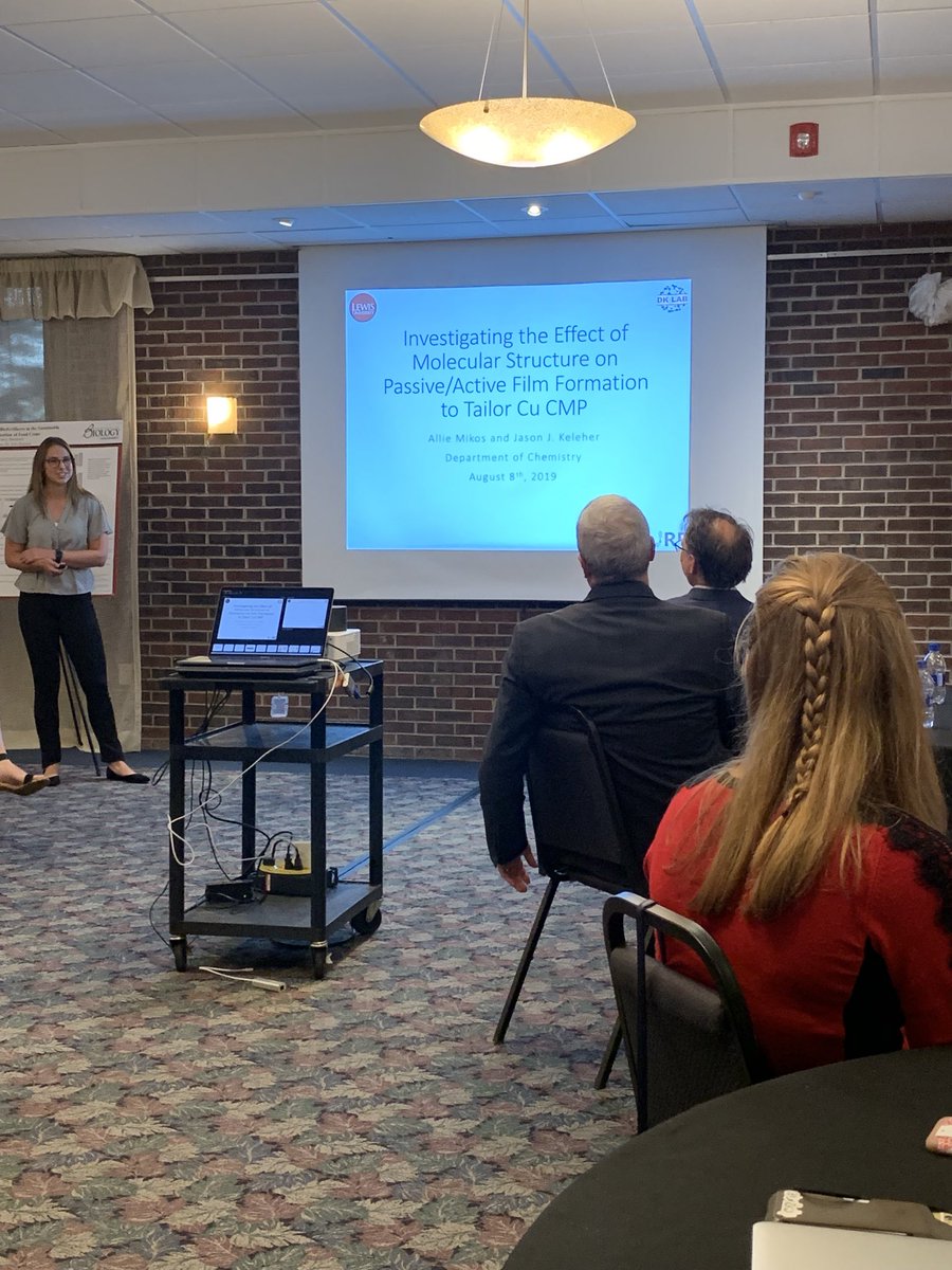 DKLab_LewisU's tweet photo. Allie starts the second half of the program by presenting her work on the Effect of Molecular Structure on Passive/Active Film Formation for Cu CMP.
#SummerOfCMP #SURE2019 #FUTSURE @LewisUniversity https://t.co/JCpi0tV0zT