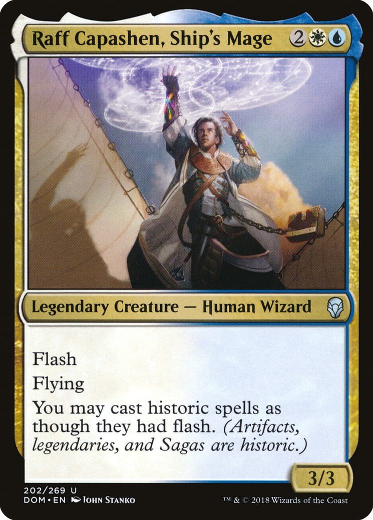 RandoCommander's tweet photo. Rando Commander of the Day:

Raff Capashen, Ship's Mage
Rating: 4/5

Rando's Notes: Why yes, I would like for my whole deck to have Flash. Use some of the juicier Sagas at the end of your opponents turn to basically get two ticks at once.

#EDH #RCotD #MTGCommander #Capashen4Life https://t.co/bQa3EtYGRl