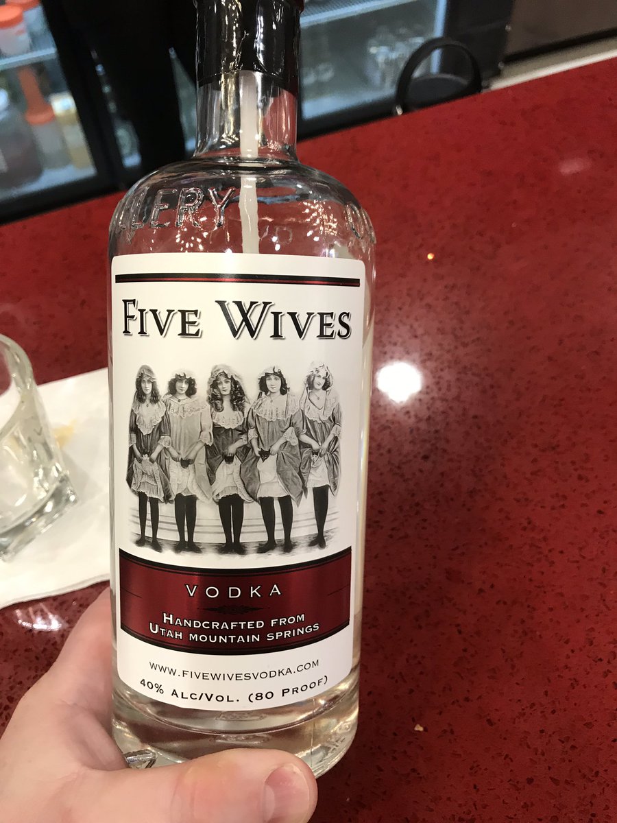 EmperorWiFi's tweet photo. Mormon vodka. Made in Ogden, UT (outside Salt Lake City).
You really cannot make this up.
#fivewivesvodka https://t.co/PXYC9PNPsj