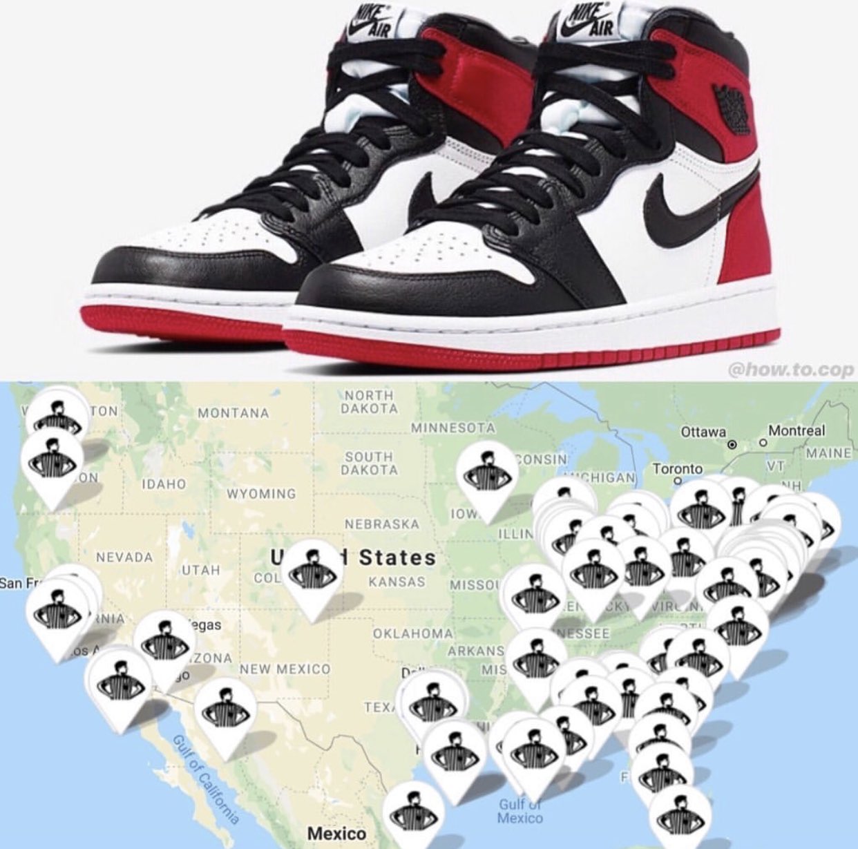 Foot Locker Release Map Singlestopcop On Twitter: "Wmns Satin Air Jordan 1 'Black Toe' @Footlocker  Release Map. Pair Is Dropping On August 17Th And The Reservations Will Open  This Sunday Aug 11Th On Footlocker App. Get