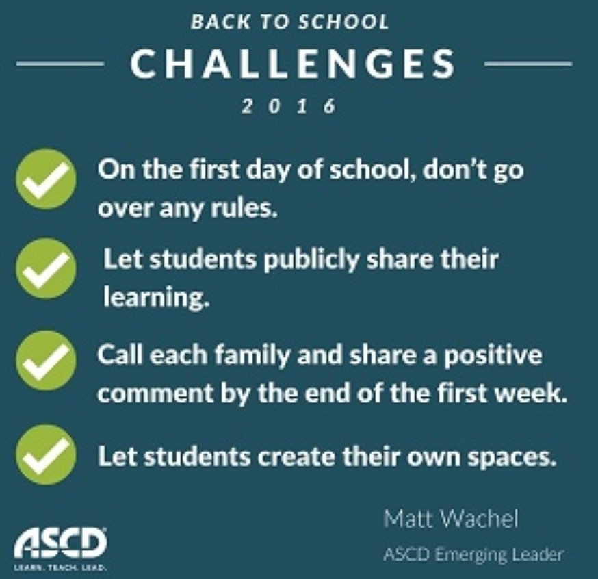 mattwachel's tweet photo. As you prepare for the first day of school are you up for these four challenges? @ASCD #edchat #colchat #ksedchat #kaesp
https://t.co/Scly9S5VJV https://t.co/dMYxHrAoO3