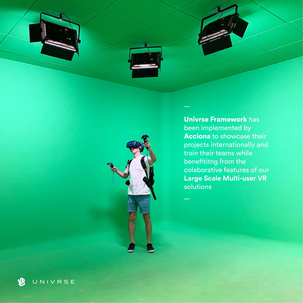 UNIVR_SE's tweet photo. We have integrated our Framework at #Acciona @Imnovation to #showcase their #locationbased #vr #experiences. Our large scale multi-user framework is a professional tool that offers an #innovative #immersive solution for your #presentations #3dprojects #content. https://t.co/px9EHSOjnK