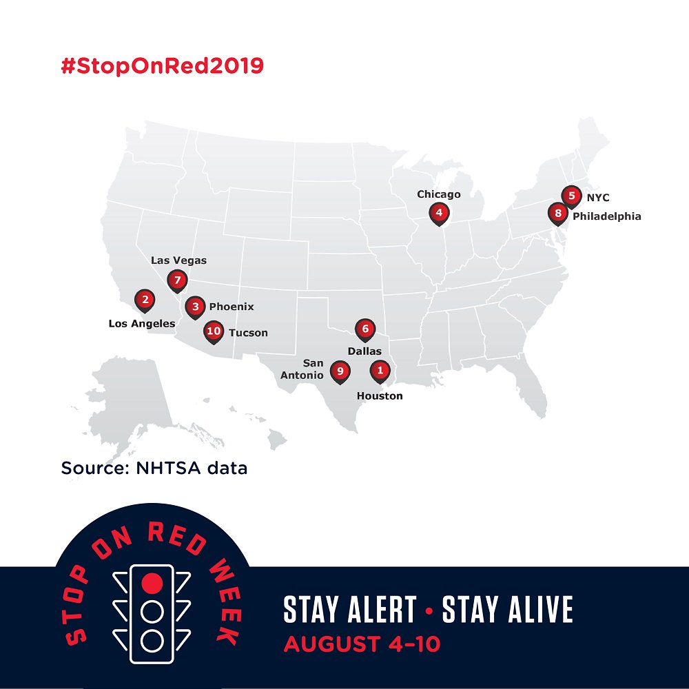 FinishTheRide's tweet photo. Top 10 deadliest states for red-light running. Los Angeles is number 2!#StopOnRed2019. https://t.co/Fp5kaIj3TD