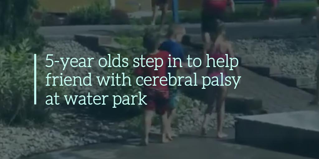 mediscan's tweet photo. A touching video of the children’s act of kindness helping this 6yr old while at the water park. We can't get enough of it and keep trying to hold back the tears, amazing kids. #Kindness 

Watch it here: https://t.co/mJD2My0qZT

@yourcpf @CP_Sport @CPInfo https://t.co/WCvpNSgAAk