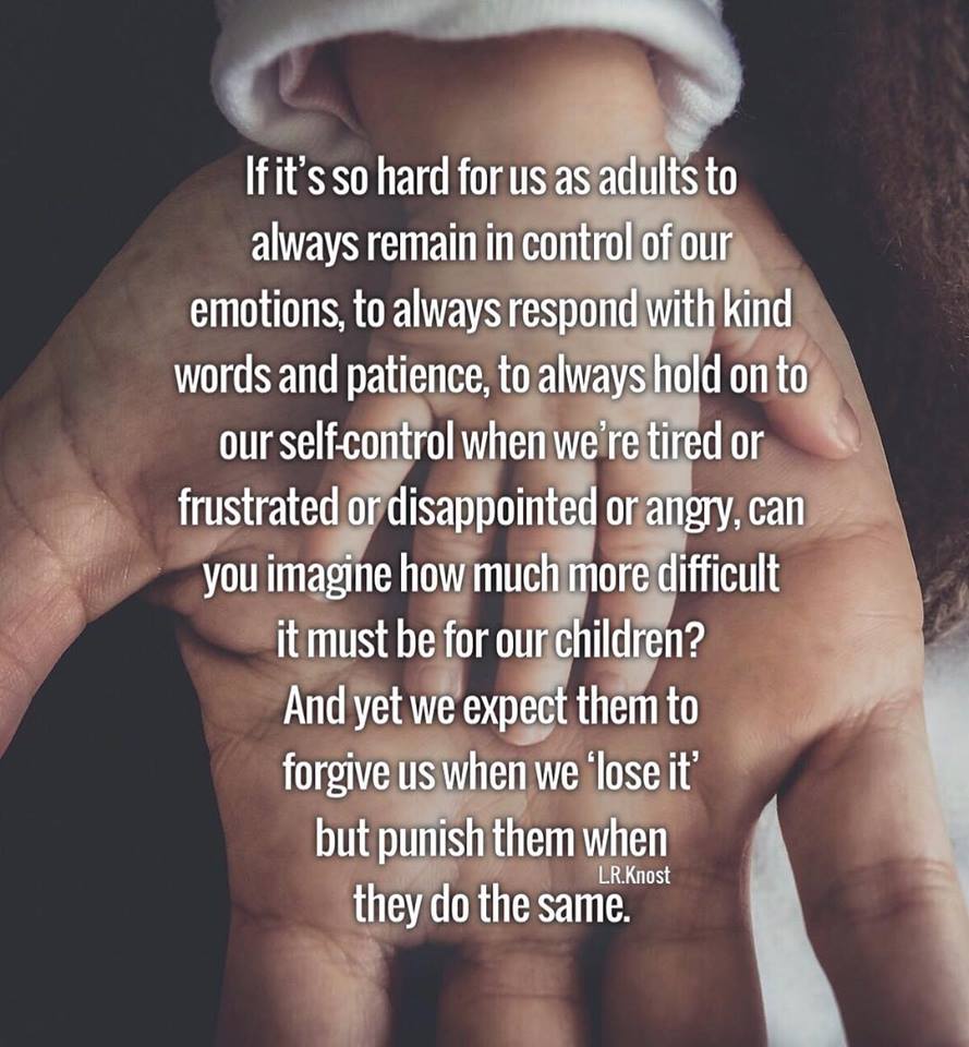 Children learn to develop self-control through the loving "guidance" of caring adults. A little one never wakes up in the morning thinking "how can I drive the adults in my life crazy today?" It's our job as adults to be patient and help them learn ❤️