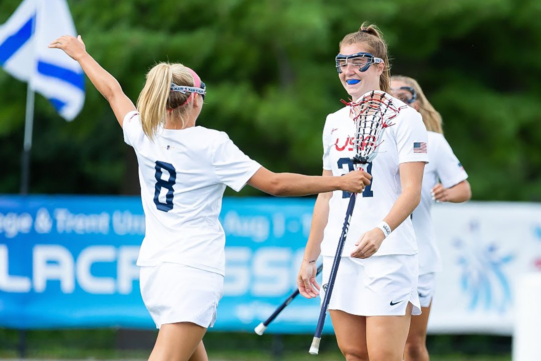 USALMag's tweet photo. The @USAWLax U19 team got tested after cruising in its first two playoff games, but pulled away in the second half to beat Australia 21-6. Izzy Scane led the way with six goals to set up a showdown with Canada in Saturday's championship game. https://t.co/EqT6q3rP7h https://t.co/2lQfNpMDNH