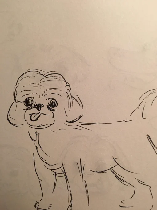 Trying to capture the essense of my aunt's braincell-less dog (which is difficult because he wont stop jumping on/farting on me) 