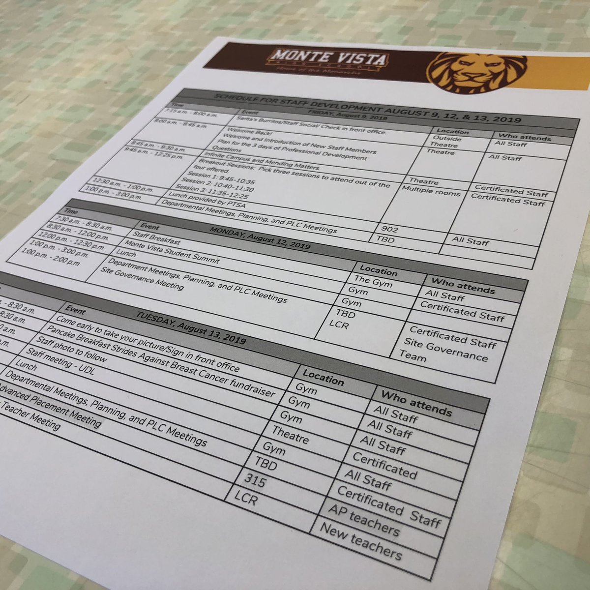 Looking forward to starting the 2019-2020 school year with best staff a principal could ask for! Let’s go!!! #itsagreatdaytobeaMonarch