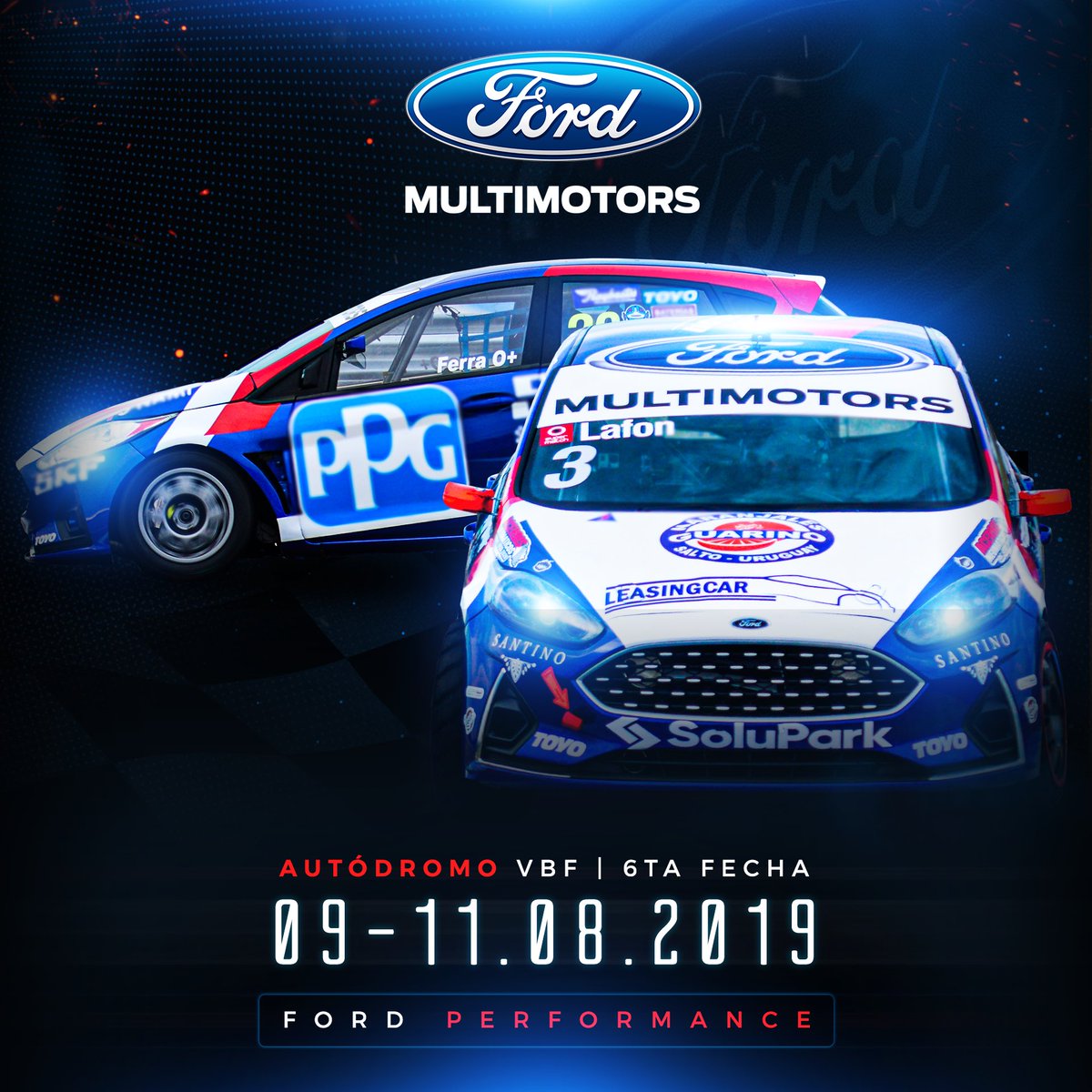 Ford_uy's tweet photo. El equipo Ford Performance se prepara para vivir este fin de semana la 6ta fecha de Automovilismo de Pista AUVO en la categoría de Superturismo, donde estarán compitiendo para alcanzar lo más alto del podio. #FordUruguay #Multimotors #Llegámáslejos https://t.co/rSfLgOoTUR