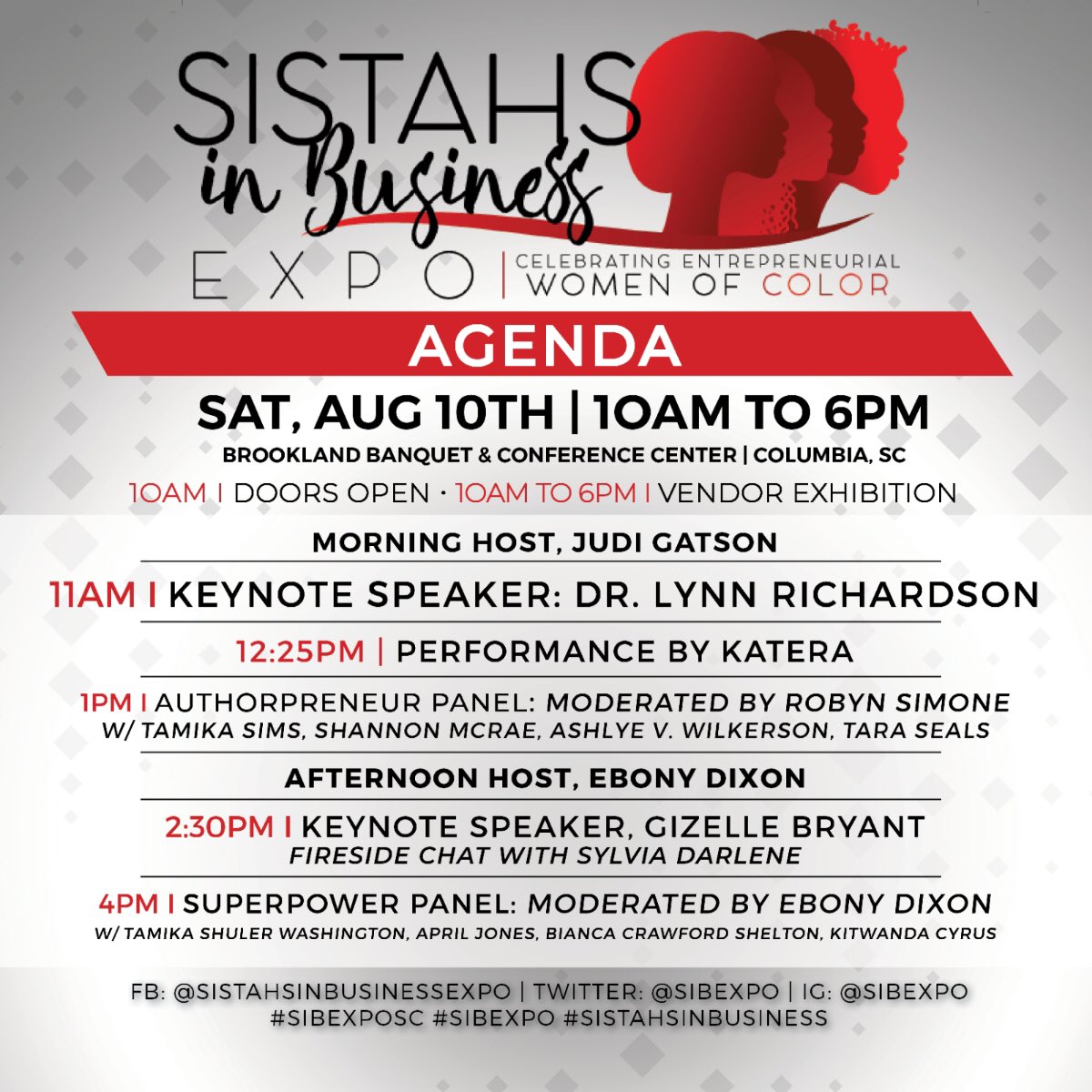 SIBEXPO's tweet photo. Meet the #sistahsinbusinessexpo Team in #ColumbiaSC on Saturday, August 10th at the Brookland Banquet &amp; Conference Center! $15 tickets available now!https://t.co/aSK5wc3Mi4! #blackbusiness #southcarolina #scblackbusiness #blackowned #blackwomeninbusiness #BlackGirlsRock #buyblack https://t.co/QQbmWG0Lli