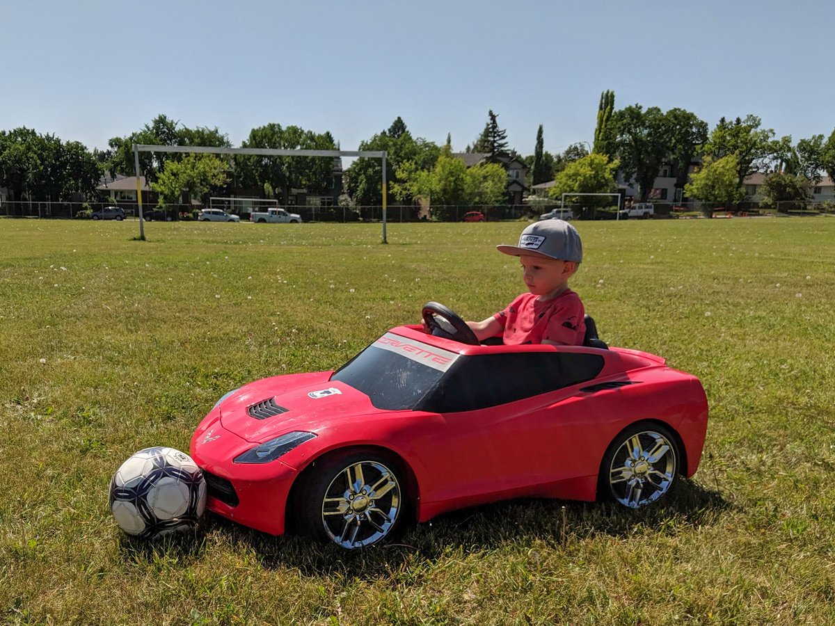 My son playing, "soccer".  His version anyways... #gearhead #justlikedad