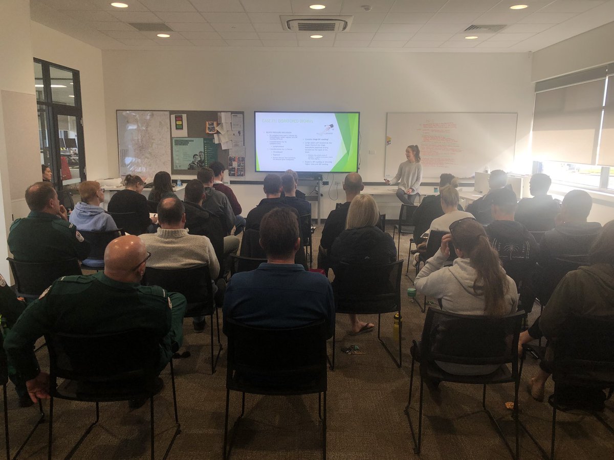 anthonypryz's tweet photo. South East Clinical morning at Noarlunga today brought together 45 #paramedics discussing: post-choking cardiac arrest management and complications, Heimlich manoeuvre ‘controversy’, chronic renal failure and #sepsis. Thanks to Brad &amp; Ash for presenting. @InstructorStu @njoros01 https://t.co/leeM4Goa7B